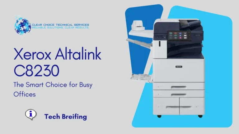 Xerox AltaLink C8230 multi-function printer featuring a 10.1-inch tablet-like interface and high-capacity trays, serving Jacksonville, FL 32256.