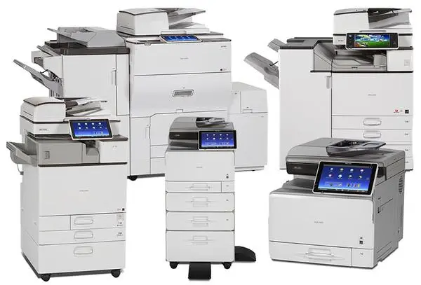 A diverse lineup of Ricoh and Sharp multi-function printers available for certified repair and hardware maintenance in Jacksonville.